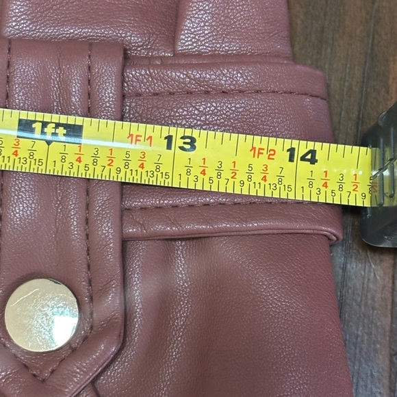 ZARA PLEATED FAUX LEATHER RUFFLE HIGH WAISTED COWBOY BROWN WESTERN SKIRT SZ S - Picture 9 of 11